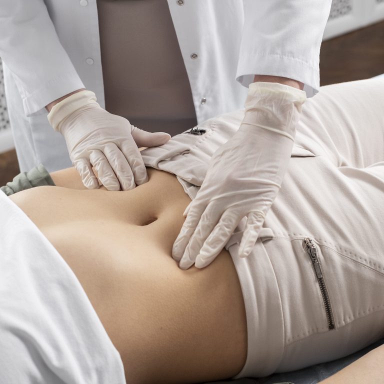 doctor show her patient about genital prp treatment