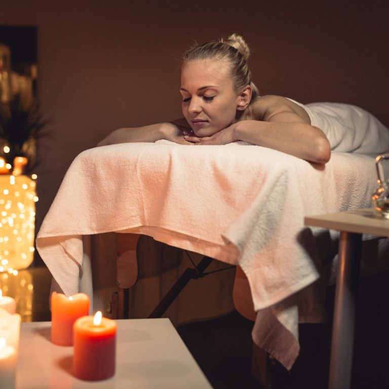 a woman patient relaxes with her stress relief & SPA package